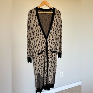 Juicy Couture Black Lable Leopard Print Long Cardigan